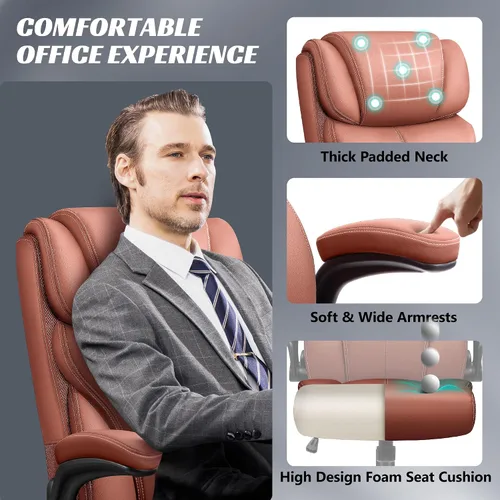Miniatura 7 de HeroSet Silla de oficina, ergonómicas grandes y altas sillas de escritorio para computadora, silla ejecutiva de cuero transpirable con reposabrazos