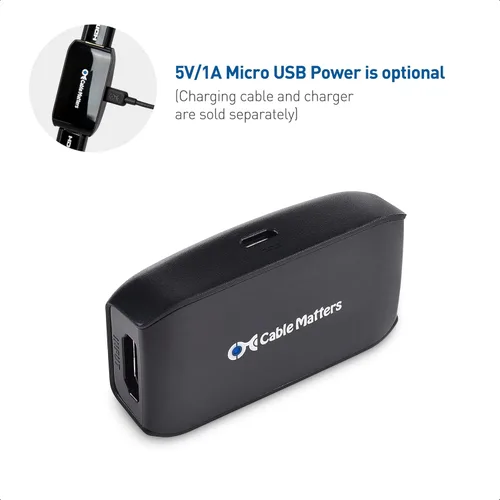 Miniatura 3 de Cable Matters Repetidor HDMI activo (amplificador de señal HDMI 2.0 hembra a hembra) con resolución 4K 60Hz y HDR para reproductor Blu-ray, HDTV