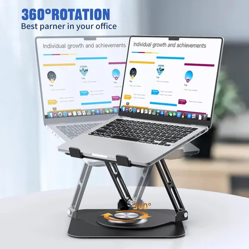 Miniatura 2 de JOYEKY Soporte para computadora portátil para escritorio, soporte de computadora ajustable con base giratoria de 360°, elevador ergonómico