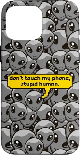 Miniatura 18 de Funda para iPhone 13 Pro Alien Dont Touch My Phone Stupid Human Funny Space Lover Case