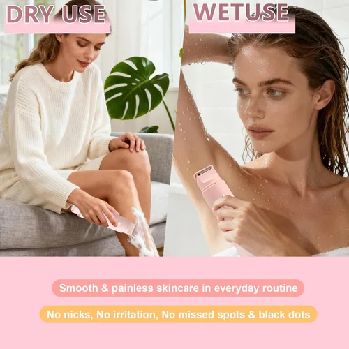 Miniatura 3 de Recortadora de bikini 2 en 1 para mujer, afeitadora eléctrica impermeable sin dolor para mujeres, afeitadora eléctrica de viaje de doble cabeza