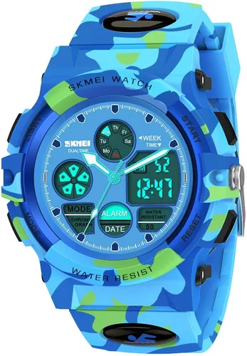 SYOKZEY Reloj deportivo digital LED impermeable de 164.0ft, para niños y niñas, para exteriores, analógico y digital, con alarma y calendario,
