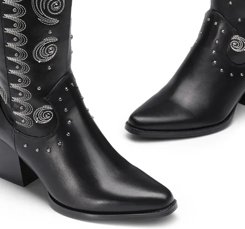 Miniatura 4 de DREAM PAIRS Women's Western Cowboy boots Mid Calf Cowgirl boot Pull-on