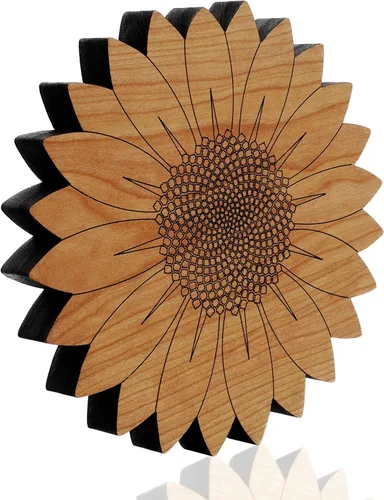 Miniatura 3 de Salvamanteles de girasol: hecho a mano en los Estados Unidos con madera maciza de cerezo