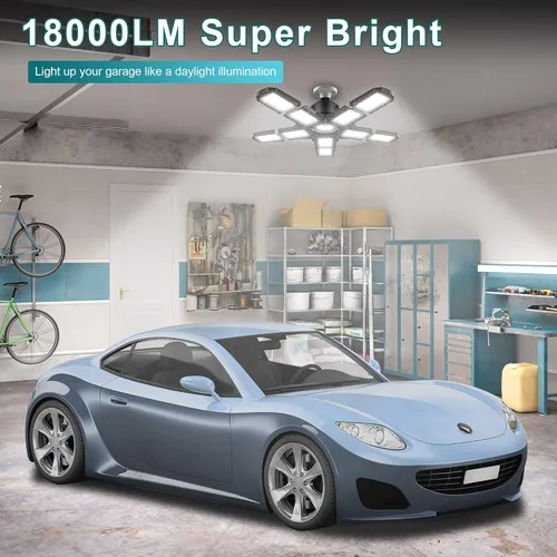 Miniatura 3 de Nexillumi - Paquete de 2 lámparas LED de garaje de 180 W, 36000 lm, luces LED de techo para garaje con base media E26/E27, 6000 K de iluminación