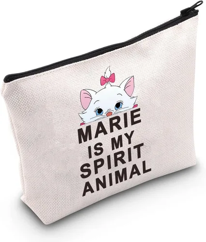 LEVLO Marie - Bolsa de cosméticos con diseño de gatos de dibujos animados, regalo Marie Is My Spirit Animal Maquillaje con cremallera, Marie Spirit