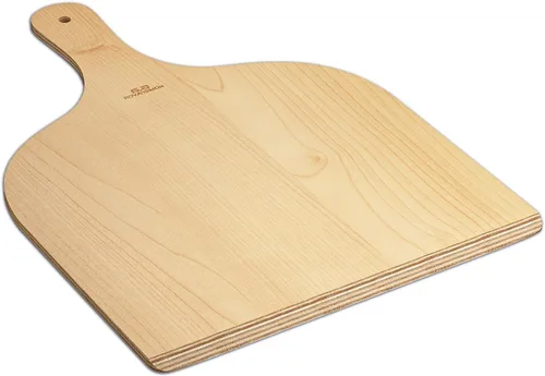 Miniatura 7 de G.a HOMEFAVOR Paquete de 2 cáscaras de madera para pizza, paleta de pizza de 12 pulgadas con mango de madera, espátula de pizza para hornear
