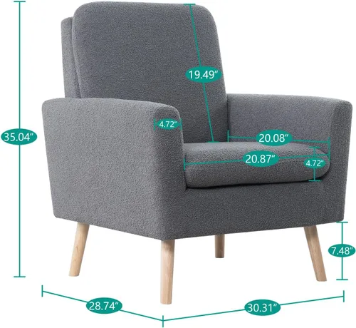 Miniatura 7 de Naomi Home Frida Mid - Century - Juego de 2 sillas decorativas con marco de madera duradera, juego de 2 sillas de lectura con reposabrazos, silla