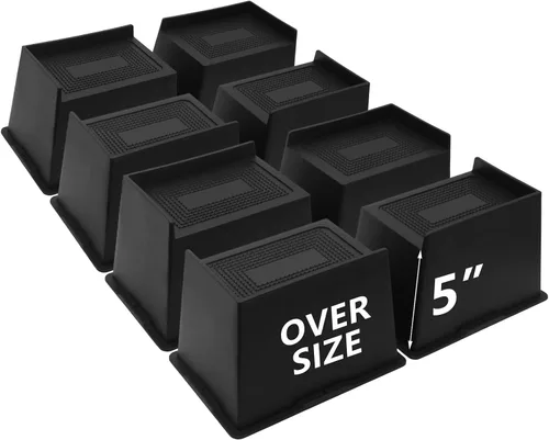Paquete de 8 elevadores de cama de 5 pulgadas, resistentes, elevadores de muebles de gran tamaño, elevadores de cama extra anchos para sofá, mesa,