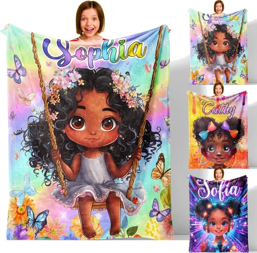 Miniatura 8 de D-Story Manta personalizada con nombre, mantas con nombre personalizado para niños y adultos, mantas de bebé personalizadas para niños y niñas