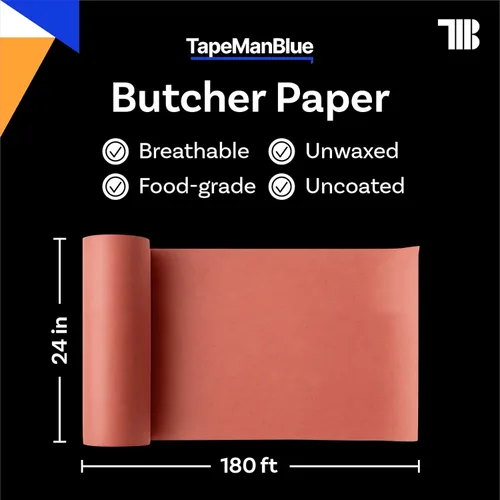 Miniatura 2 de Rollo de papel de carnicero rosa, 24 pulgadas x 2160 pulgadas (180 pies), fabricado en Estados Unidos, rollo de papel de carnicero de grado