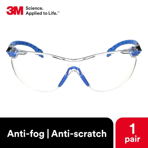 Miniatura 3 de 3M - Gafas de seguridad, serie Solus 1000, ANSI Z87, antivaho Scotchgard, lente transparente, perfil bajo, marco azul/negro
