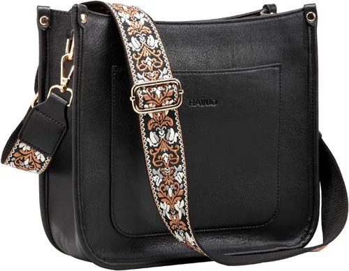 Miniatura 8 de RAVUO Bolsos cruzados para mujer, bolso de hombro de cuero vegano a la moda con 2 correas ajustables