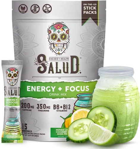 Miniatura 8 de Salud 2-en-1 Polvo de Bebida Energética + Enfoque, Guayaba, Cafeína Orgánica, B6 + B12, Teanina, Paquetes de Bebida Energética Limpia, Mezcla