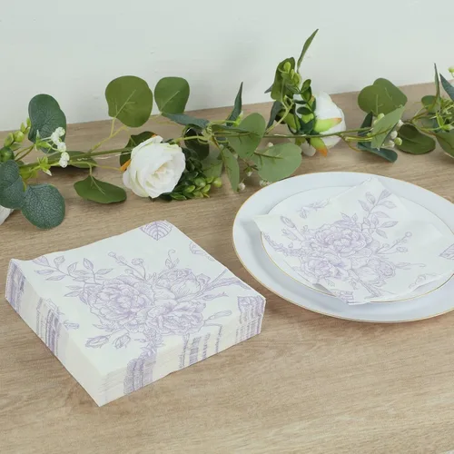Miniatura 29 de Efavormart - Paquete de 20 servilletas de papel con estampado floral blanco y verde salvia, altamente absorbentes, suaves, de 2 capas, desechables
