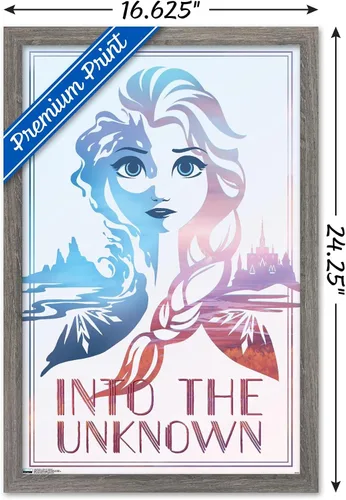 Miniatura 3 de Trends International Disney Frozen 2 - Póster de pared con texto en inglés "Into the Unknown", 14.725 x 22.375 pulgadas, versión enmarcada de madera