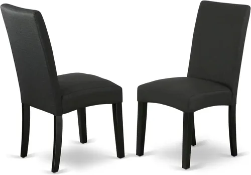 East West Furniture DRP1T24 Driscol Parson - Sillas de comedor acolchadas de tela de lino de color negro, juego de 2, color negro