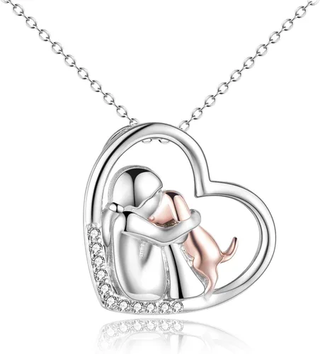 Miniatura 7 de YFN Collar con colgante de perro de recuerdo de plata de ley, regalo conmemorativo para amantes de los perros para mujeres