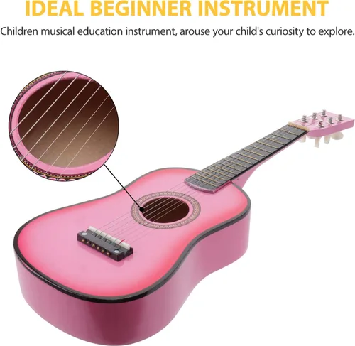 Miniatura 5 de Kisangel - Guitarra acústica de madera de tilo de 23.11 pulgadas, 6 cuerdas, para principiantes, para niños de 5 a 9 años, instrumento musical