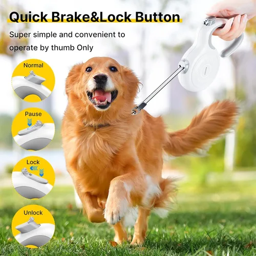Miniatura 3 de Correa retráctil de 10 pies para perros pequeños y medianos, peso ligero, 360°, sin enredos, cinta de nailon fuerte y mango ergonómico