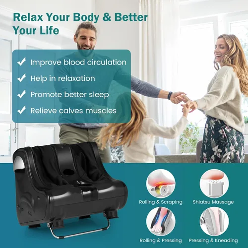 Miniatura 4 de MEDIMALL Masajeador de pies y pantorrillas, masajeador eléctrico de pies con calefacción suave y función de vibración, inclinación ajustable