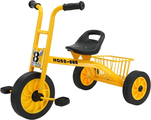 Miniatura 8 de Triciclo para niños de 3 a 8 años, asiento ajustable para niños, triciclo preescolar con ruedas de goma y cesta de almacenamiento, regalos