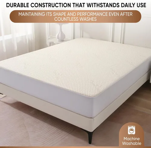 Miniatura 7 de Protector de Colchón Orgánico Impermeable de Lujo Queen - Funda de Almohadilla de Colchón Transpirable de Algodón Orgánico - Comodidad Premium
