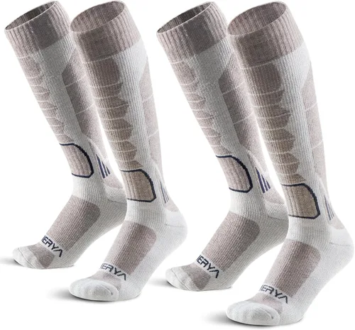 Miniatura 15 de Calcetines de lana de merino para esquí para hombres, mujeres y jóvenes - Calcetines térmicos de snowboard con amortiguación completa por encima