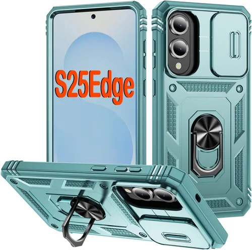 Miniatura 33 de PASNEW Funda para Samsung Galaxy S22 Ultra 5G, cubierta de cámara deslizante y soporte de dedo de metal giratorio de 360°, militar, resistente, a