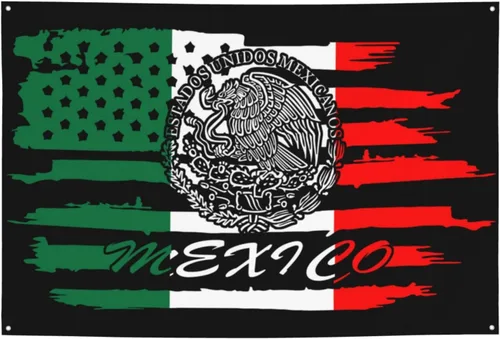 Miniatura 11 de Bandera de la amistad de Estados Unidos y México de 3 x 5 pies, pancarta de jardín para interiores y exteriores, decoración perfecta México Amistad