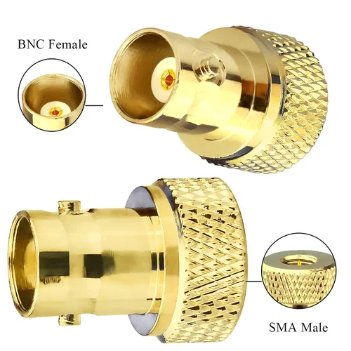 Miniatura 5 de TUOLNK 2PCS SMA to BNC Coax Connector, SMA Male to BNC Female RF Coax Adapter, Low Loss Gold Plated Coaxial Connector for Two Way Radio, Walkie