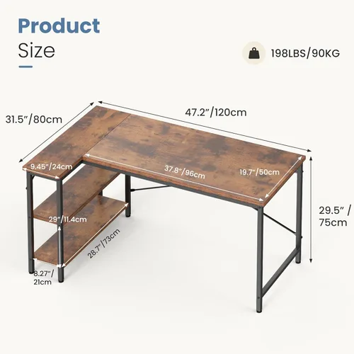 Miniatura 3 de DUMOS Escritorio en forma de L de 39 pulgadas, escritorio para computadora, muebles de juegos, escritorios de esquina, mesa de PC en casa, oficina