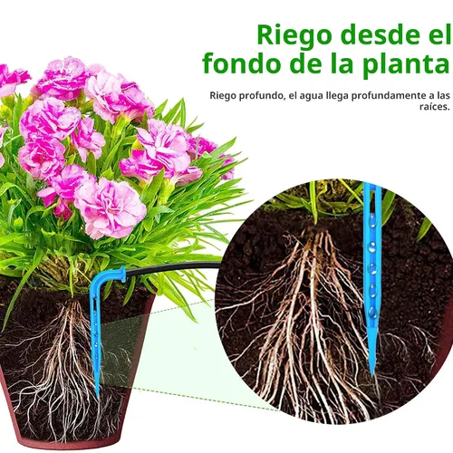 Miniatura 3 de Kit de accesorios de riego por goteo solar, tubo de 49 pies, kit de accesorios extra de riego por goteo, 15 adaptadores en T y 15 goteros