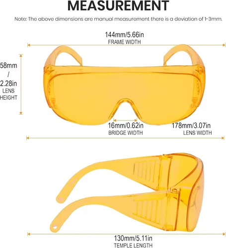 Miniatura 5 de Calabria 1003 Gafas de seguridad grandes que se ajustan sobre anteojos graduados Fitover para hombres y mujeres, envolventes, tintadas, Anaranjado
