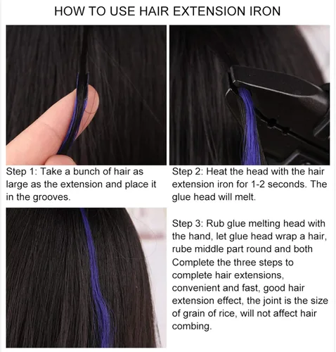 Miniatura 5 de ANGGREK Hierro de extensión de cabello - Conector de temperatura ajustable Hierro con enchufe de EE. UU. 110V para extensiones de cabello