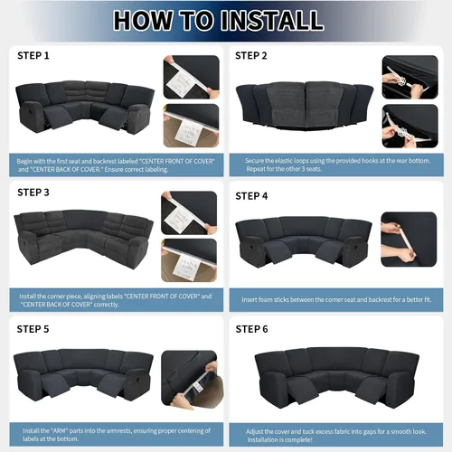 Miniatura 7 de PureFit Fundas para sofá modular de 7 piezas, fundas de sofá reclinable seccional extra grandes para sofás reclinables en forma de L, fundas de sofá