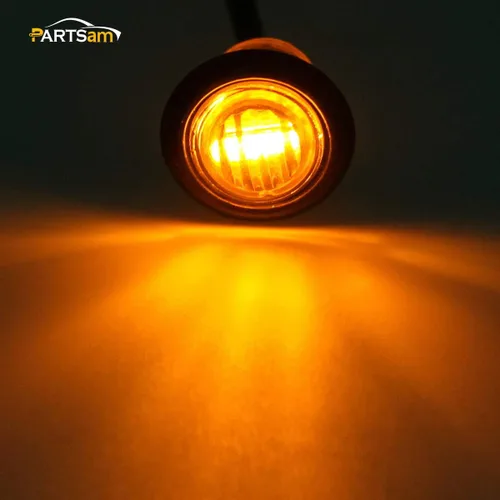Miniatura 3 de Partsam 2 piezas de 3/4" Luz LED de marcador ámbar mini, luz de alerón de distancia, señal de giro, 3 cables, 12V