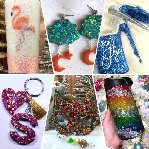 Miniatura 7 de Estanoite - Purpurina gruesa holográfica con lentejuelas, 12 colores mezclados, cosméticos para cara, cuerpo, ojos, cabello, uñas, arte, brillo