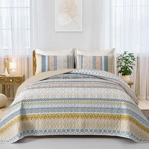 Miniatura 20 de WONGS BEDDING Juego de Edredón Boho Tamaño Full, Juego de Edredones Bohemios Grises de 3 Piezas, Juego de Ropa de Cama Cubrecama de Microfibra