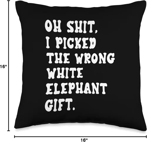 Miniatura 4 de Funny Oh Shit White Elephant Gifts for Adults Humorous Oh Shit - Almohada de elefante blanco para adultos menores de 15 años, 20 pulgadas, 16 x 16