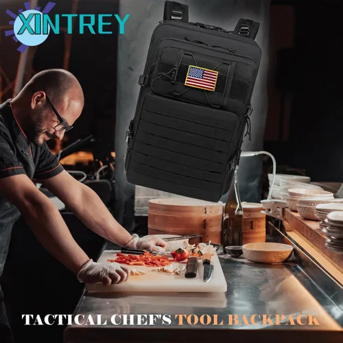Miniatura 6 de Mochila táctica para cuchillos de chef, bolsa de transporte profesional para cuchillos, estuche organizador de viaje con más de 30 bolsillos