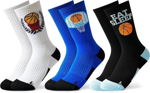 Miniatura 8 de Moyel Calcetines Deportivos para Niños de 8 a 12 y de 12 a 14 años, Calcetines Atléticos para Niños, Calcetines Crew para Niños, Regalos de Béisbol