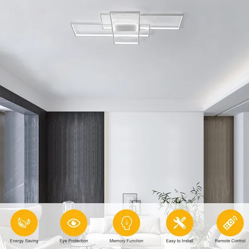 Miniatura 2 de GEADI Lámpara de techo moderna regulable, lámpara de techo LED blanca de 35.4 pulgadas con control remoto, accesorio de iluminación rectangular