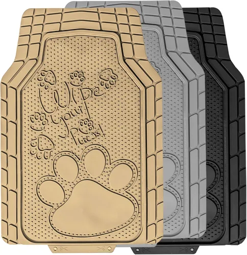 Miniatura 8 de FH Group Alfombrillas para automóvil, adorable estampado de patas, alfombrillas de goma resistentes, juego completo de ajuste universal, climaproof