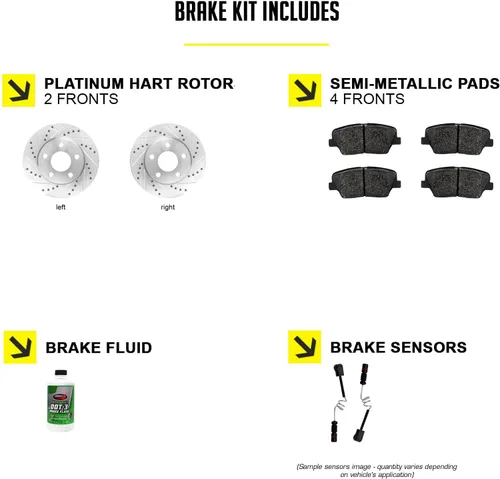 Miniatura 2 de Hart Brakes Kit de frenos y rotores delanteros Pastillas de freno delanteras Rotores y pastillas de freno Pastillas de freno y rotores