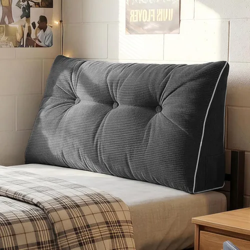 Miniatura 11 de Sasttie Almohada de Cabecera Queen, Almohada de Cuña de Cabecera para Sentarse en la Cama, Cojín Triangular con Soporte de Respaldo para Leer - Con