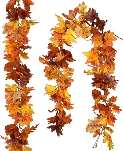 Miniatura 16 de DearHouse - Guirnalda de hojas de arce, 2 unidades, 5.9 pies la unidad, vid para colgar, guirnalda artificial para el otoño, ramaje para decorar
