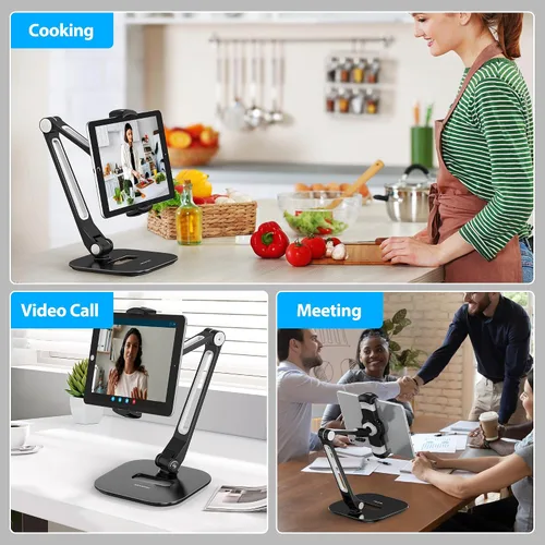Miniatura 2 de AboveTEK Soporte para tableta, soporte ajustable para iPad multiángulo, soporte giratorio de 360° para iPad, soporte de escritorio de aluminio
