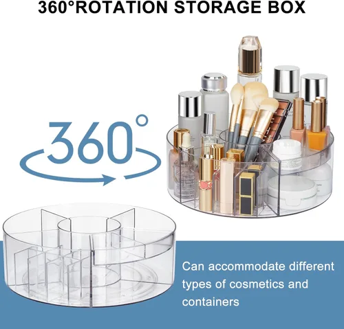Miniatura 3 de Organizador de maquillaje giratorio de 360°, plato giratorio transparente de 10 pulgadas, organizador Lazy Susan para tocador, encimera de baño