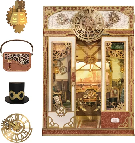 Miniatura 10 de Tonecheer - Kit de manualidades para rincón de lectura para adultos, maqueta en miniatura de cabina de tren infinito europeo, carruaje vintage